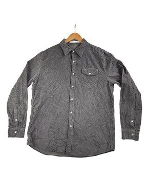 Criquet Shirt Mens XL Gray Corduroy Snap Front Long Sleeve Casual Cotton Pocket